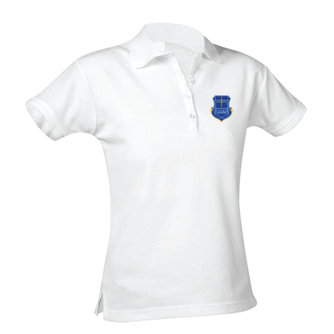 Ascension Lutheran School Feminine Fit Pique Polo - White