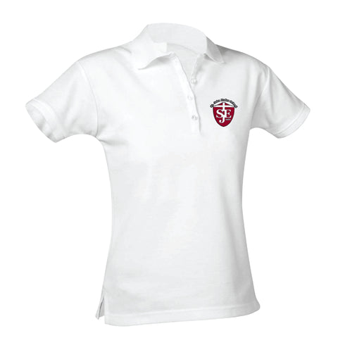 St. John Eudes School Feminine Fit Jersey Polo - White