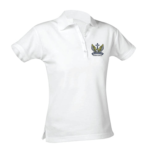 Incarnation School Feminine Fit Jersey Polo - White