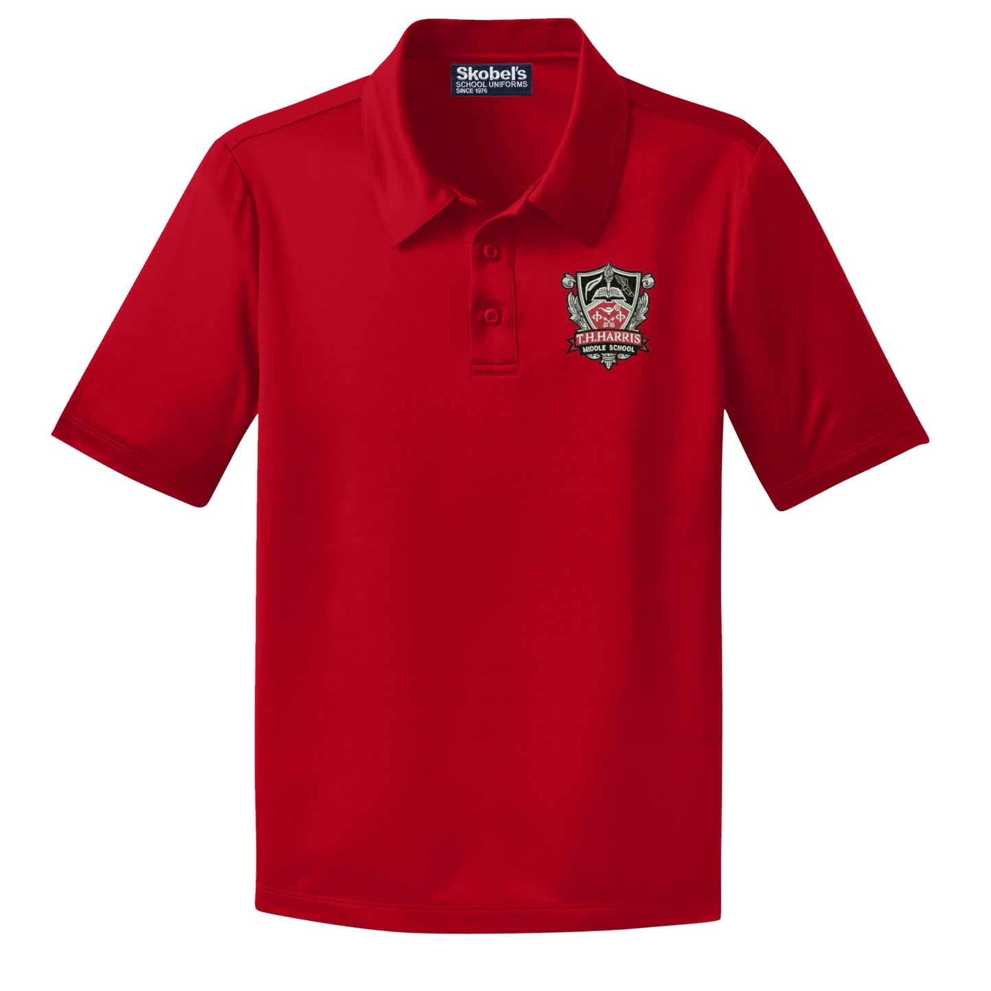 TH Harris Middle School Red Dryfit Polo