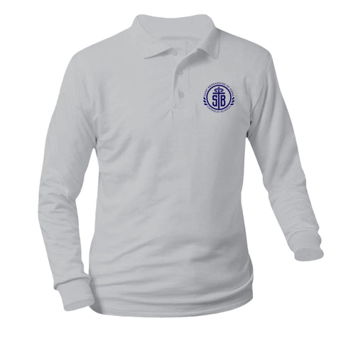 St. Bernardine of Siena Longsleeve Pique Polo - Grey