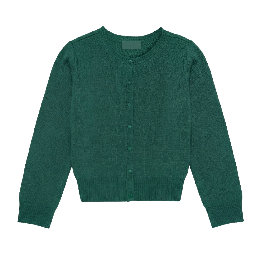 St. Monica Catholic School Girls Cardigan with Logo - Dark Green