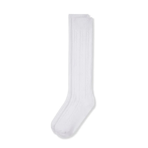 Cable Knit Knee-High Socks - 3 Pack - White