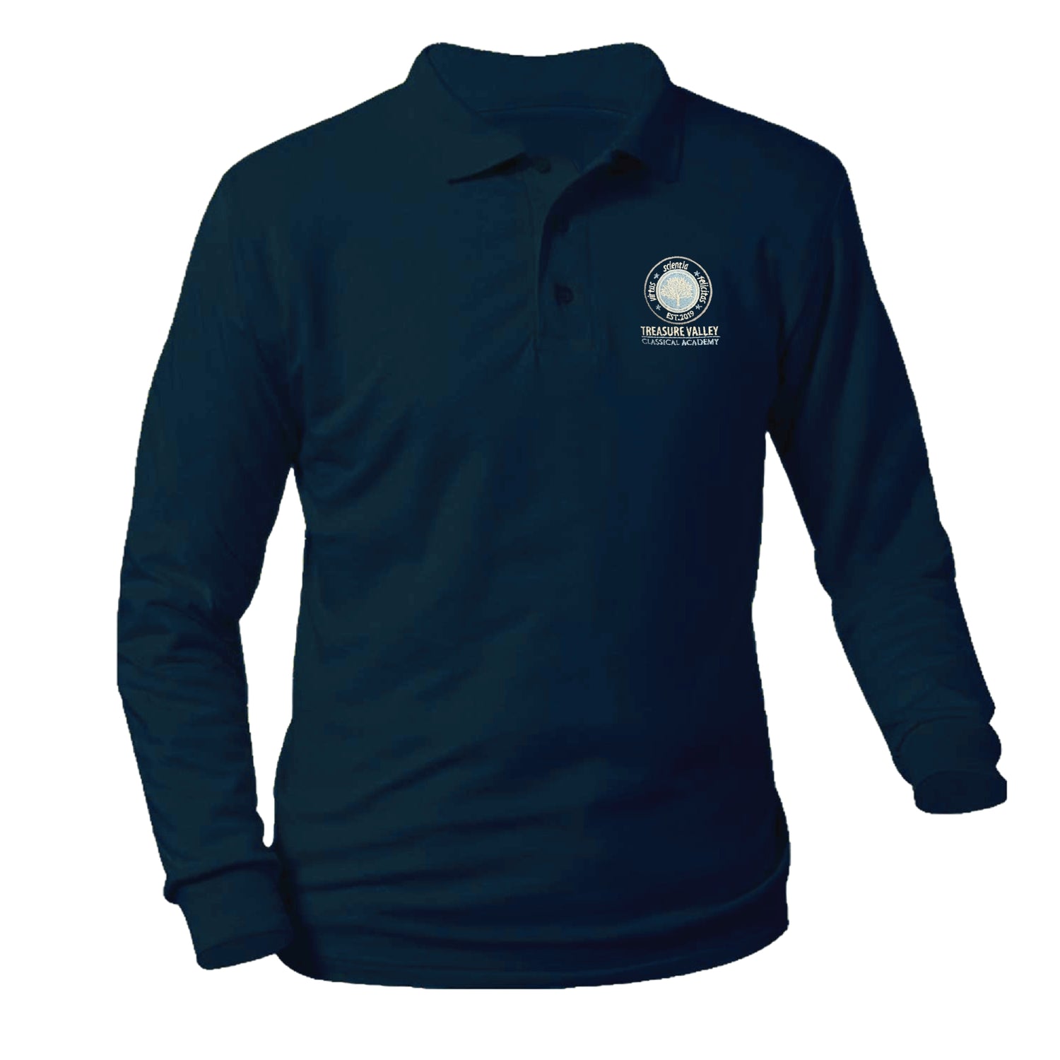 Treasure Valley Classical Academy Longsleeve Pique Polo - Navy