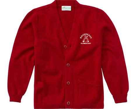 Boudreaux Elementary Cardigan - Red - All Grades
