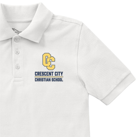Crescent City Christian Polo - White