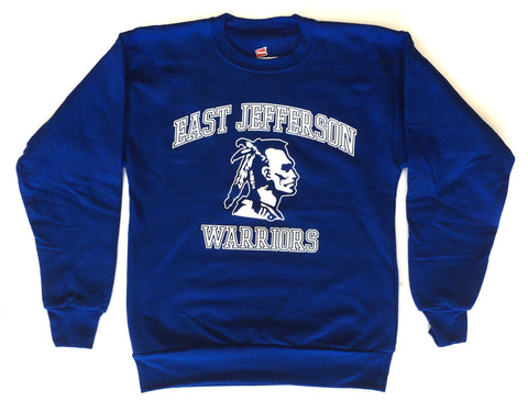 East Jefferson Crew Sweatshirt - Royal Blue - All Grades