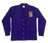 Warren Easton High Purple Cardigan Sweater w/ Crest - All Grades