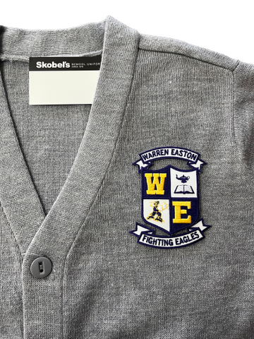Warren Easton High Grey Cardigan Sweater w/ Crest - All Grades