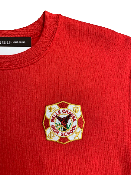 Belle Chasse High Pocket Crest Crew Sweatshirt - Red