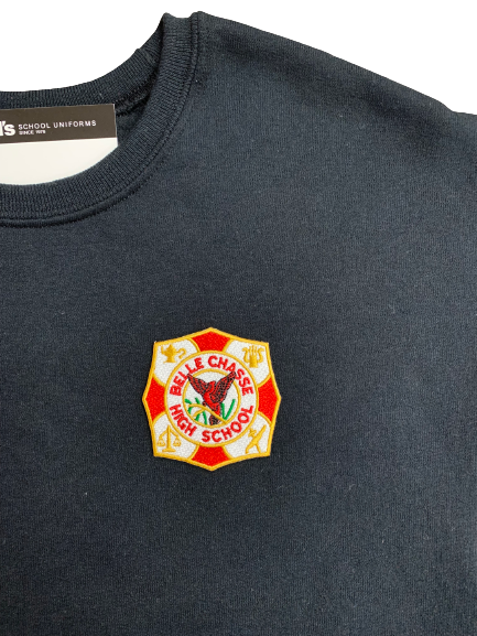 Belle Chasse High Pocket Crest Crew Sweatshirt - Black