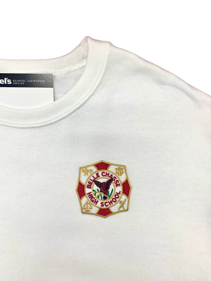 Belle Chasse High Pocket Crest Crew Sweatshirt - White