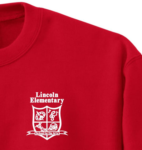 Lincoln Elementary Crew Sweatshirt - Red - All Grades