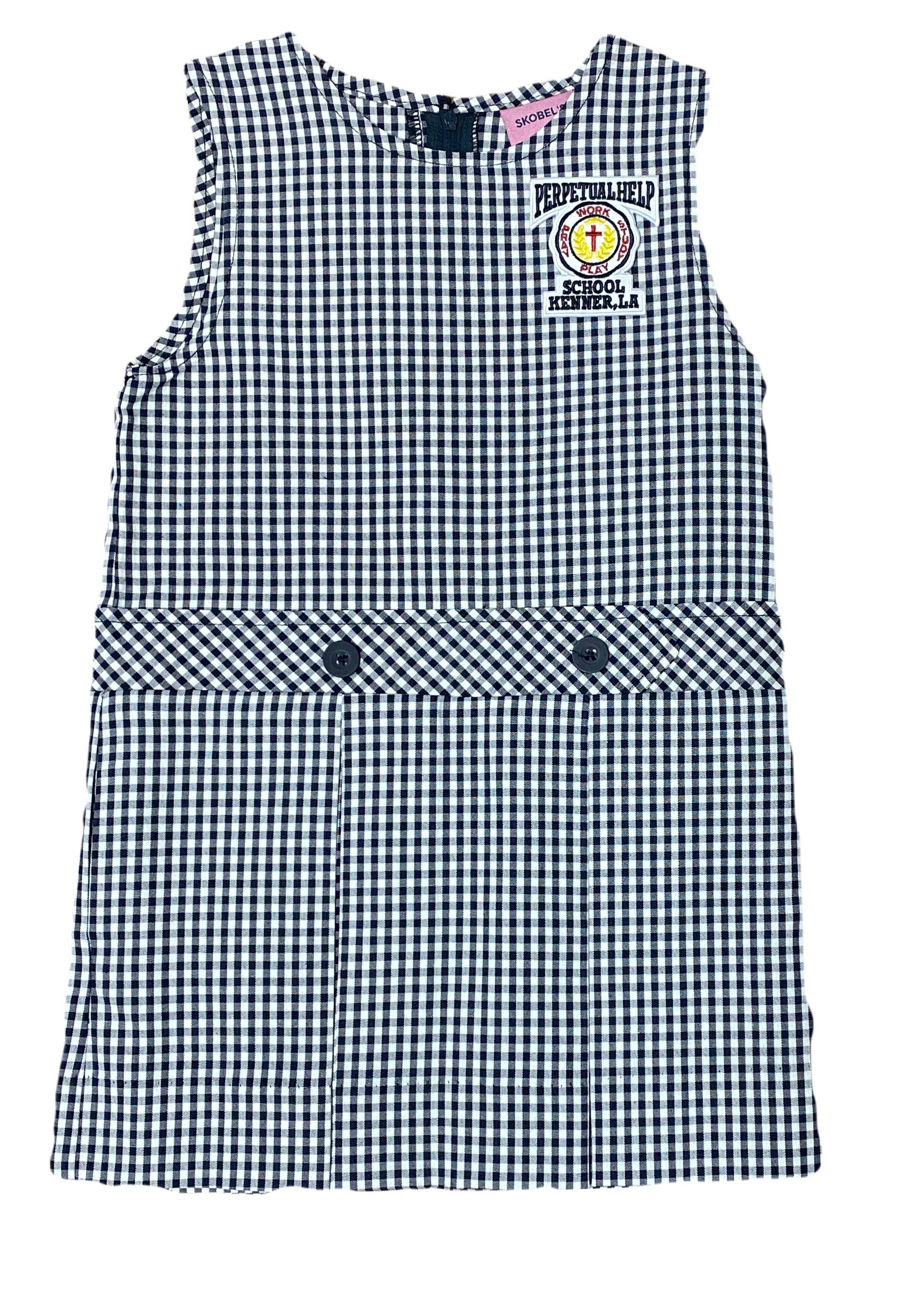 Nancy Plaid Jewel Neck Drop Waist Jumper with OLPH Kenner Logo – Skobel ...